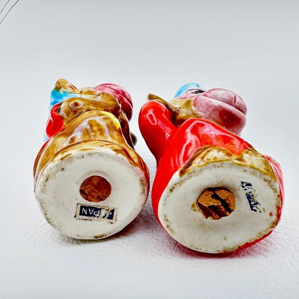Vintage Japan Monkey Salt Pepper Shakers Figural Ceramic 3.25